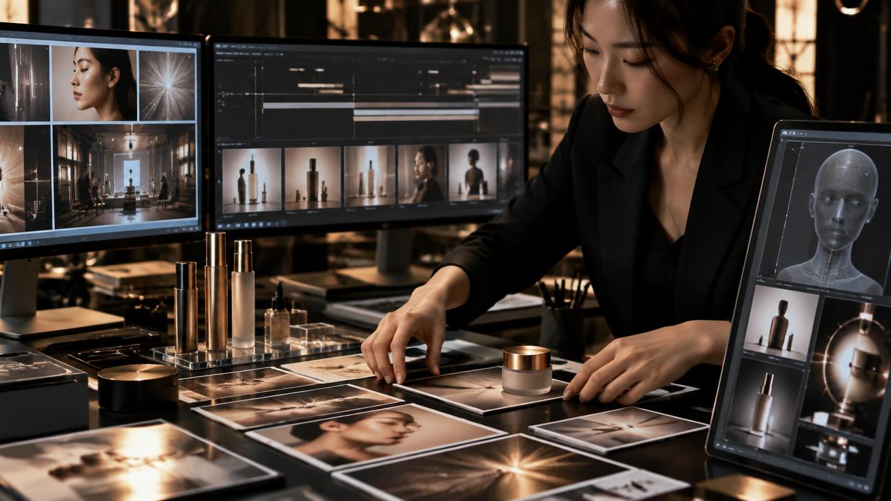 AI 기술을 활용한 라이브 기획을 표현한 스튜디오 장면